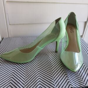 INC Vinyl Sheer Shoes Green 7.5 M Women's See Through